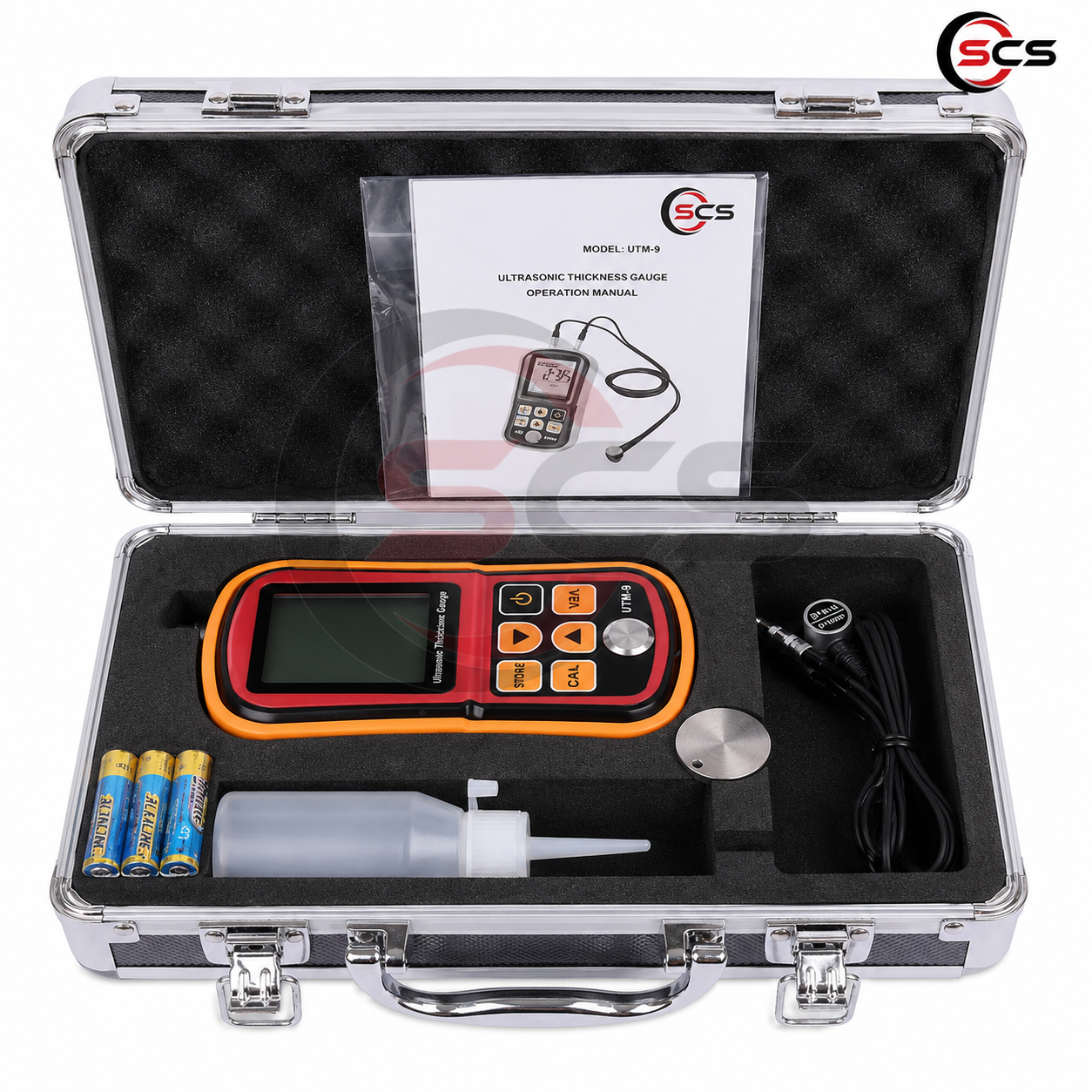 Ultrasonic Thickness Gauge SCS-UTG-2602 – Digital Ultrasonic Thickness Meter, 1.2–225 mm Measuring Range, 5 MHz Probe, LCD Display